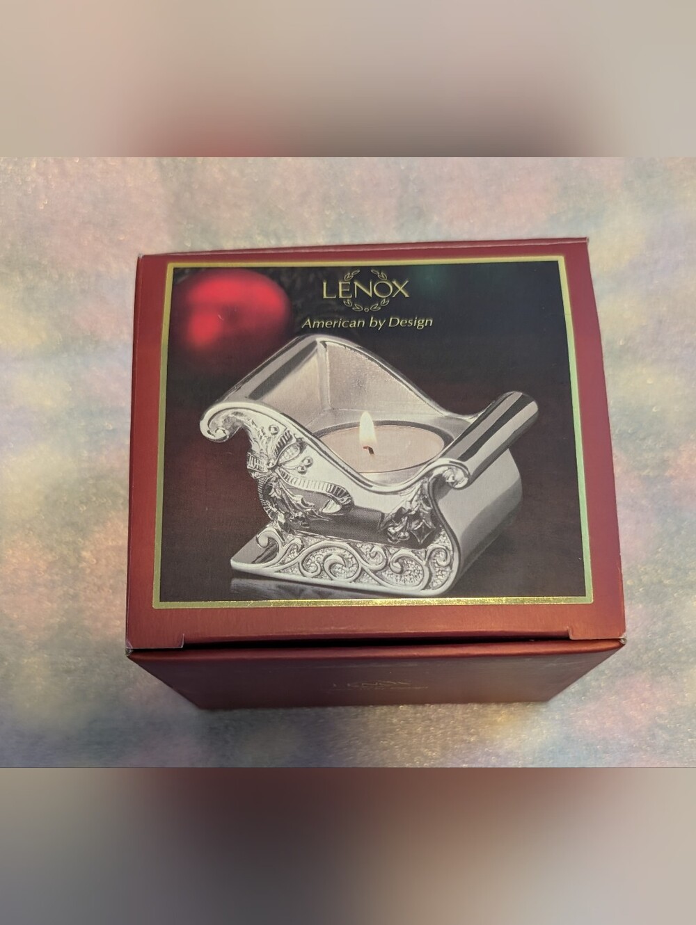 Lenox Silverplated Holiday Sleigh Tealight Candle Holder 2 Inches Christmas